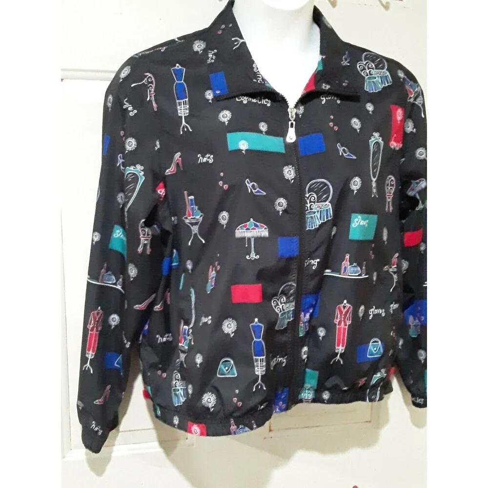 Vintage  Jacket Graphic, , 1980’s Koret Sport Black Zip Up Windbreaker - Picture 2 of 7